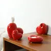 Dia dos Namorados Coração Vermelho Suporte de Vela Cerâmico Conjunto de Decoração Casamento Feriado Suporte de Vela Mesa Aromaterapia