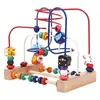 Brinquedo Multifuncional de Enfiar Contas de Madeira com Animais, Três Trilhos, para Bebês e Crianças, Treinamento de Coordenação Olho-Mão, Educação Infantil e Desenvolvimento Educacional