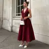Transfronterizo Nuevo Patrón en Relieve Tridimensional Retro Europeo y Americano Cuello en V Sin Mangas Falda Amplia Vestido para Mujer