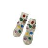 24 nuevos calcetines cortos de estilo japonés con carita sonriente para primavera y verano, calcetines retro blancos con letras para mujer, calcetines dopamina