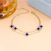 Pulsera de trébol de cuatro hojas buena suerte doble cara Pulsera de cinco flores Oro de 18 quilates No se decolora venta al por mayor de fábrica