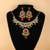 Set de Collar y Pendientes con Borlas de Pedrería Retro, Joyería de Estilo Étnico Bohemio, Accesorios Exagerados de Alta Gama Europeos y Americanos