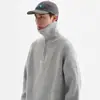 Suéter Grueso de Alto Nivel con Media Cremallera y Cuello Alto para Hombre, Estilo Perezoso Retro de Otoño e Invierno, Suéter de Punto Holgado