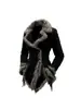 Chaqueta de Suede Retro con Cuello de Felpa para Mujer Estilo Otoño/Invierno Solapa Engrosada Cálida Cuero Piel Integrada Chaqueta de Longitud Media