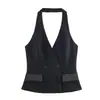 Chaleco Esmoquin Sexy de Cuello Halter Estilo Europeo y Americano Otoño Nuevo Versátil Delgado Sexy Cinturón de Tirantes para Mujer 9318597