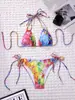 Biquíni Europeu e Americano 2026 Novo Estilo com Amarração no Pescoço Moda Praia Sexy Duas Peças Roupa de Banho para Mulheres para Férias na Praia