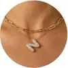 Nuevo Producto Transfronterizo de Amazon Collar con Letras de Burbuja Moda y Versátil Collar con Colgante de Pedrería Multicapa para Uso Diario
