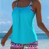 2027 Tankini Traje de Baño para Ocultar el Vientre Estilo Nuevo Transfronterizo Europeo y Americano Floral con Tirantes Espalda Descubierta Adelgazante Traje de Baño de Dos Piezas para Mujeres