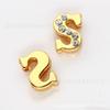 8MM Dourado Meio Diamante Letra DIY Acessórios de Joia Peças Vestíveis Acessórios Liga de Zinco Contas de Letras Inglesas