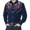 Moda Masculina Transfronteriza Nueva Camisa Estampada Estilo Oeste Americano Camisa Suelta de Manga Larga Estampada