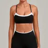 Sutiã Esportivo Duas Peças QiuSha Feminino com Toque Nude, Design de Costas Cruzadas, Top Justo para Corrida e Yoga 2209