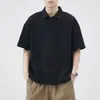 Camisa Polo de Solapa de Manga Corta 2026 Verano para Hombre Holgada Casual de Color Sólido Camiseta Top Camisa de Media Manga