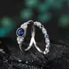 Comercio Exterior Deseo Más Vendido Nuevo Modelo Anillo Incrustado con Circonita Azul Esmeralda para Mujer, Moda Europea y Americana Conjunto de Anillos de Compromiso de Zafiro