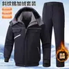 Ropa de Trabajo Gruesa Cálida de Invierno Casual para Exteriores Conjunto Multibolsillos Resistente al Desgaste Ropa de Trabajo Reparación de Automóviles Protección Laboral Construcción Ropa para Almacén Frío