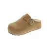 Chinelos Birkenstock estilo plataforma, que aumentam a altura, forrados com fleece, bico fechado, para mulheres, nova coleção outono/inverno 2026, chinelos Birkenstock retrô de calçar
