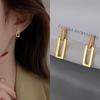 Agulha de prata geométrica escovada brincos de metal stud estilo frio simples all-match brincos de stud moda leve brincos de luxo fábrica atacado