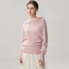 Novo suéter de caxemira assimétrico de um ombro com gola redonda, estilo morcego, para outono e inverno feminino, caimento solto, emagrecimento, adequado como peça de base