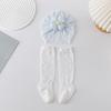 Calcetines de encaje para bebé Gorro fetal Verano Algodón fino Calcetines para bebé recién nacido Malla de verano Flores de puntos blancos grandes