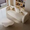 Sofá Moderno para Espacios Pequeños, Tienda de Ropa, Salón de Belleza, Estudio Fotográfico, Área de Descanso, Recepción, Negociación, Estilo Crema, Casa de Huéspedes, Cuero Resistente a los Arañazos de Gato