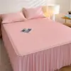 Esterilla refrescante de látex, esterilla de seda helada con faldón para cama, alfombrilla suave de verano para enfriar con aire acondicionado, protector de colchón para el hogar lavable a máquina