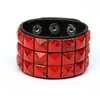 Joias Novas Europeias e Americanas Mais Vendidas, Pulseira de Couro Quadrada Colorida Criativa Estilo Punk Hip-Hop, Acessórios para Performance de Palco