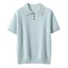 Estilo Novo Outono/Inverno Gola Polo Feminina Tricô 100% Caxemira Pura Manga Curta Feminina Respirável Casual Elegante Simples Camiseta