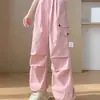 Nuevos Pantalones Cargo Estilo Americano 2025 para Mujeres Petites, Otoño Finos Holgados Casuales Frescos Pantalones Paracaidistas Dopamina
