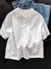 ¡La clase CHAO la recomiendo! Camisa de Encaje Blanco de Manga Corta para Mujer Verano Nuevo Extremadamente Simple Holgada Chic Top