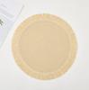 Individual de Mesa Tejido de Papel con Borla Hecho a Mano, Individual para Plato, Individual para Mesa de Comedor Redondo de Trenza de Papel, Individual Aislante, Individual Occidental, Individual Decorativo