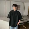 2024 Nueva Camisa de Verano Estilo Hong Kong Manga Corta para Hombre Sin Planchar Casual Vestido Camiseta Estilo Coreano Camisa Blanca Pura para Hombre