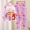 Pijamas para niñas, primavera y otoño, manga larga, para niño, finos, medianos y grandes, para niña, princesa, ropa de casa, traje de verano para niño