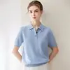 Fio Consinee 100% Caxemira Feminino Gola Polo Moda Elegante Suéter de Caxemira Versátil Malha Básica