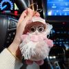 Bufanda sombrero de pelo de conejo Rex creativa muñeca llavero de coche muñeca de ojos grandes lindos colgante de bolsa de muñeca llavero de pareja