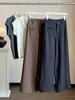 Elegantes pantalones de traje de pierna ancha para mujer, nuevo estilo de otoño, de cintura alta, holgados, corte recto, con caída, versátiles para ir al trabajo y para uso casual
