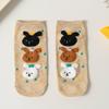 Meias Invisíveis Femininas de Algodão Puro Estilo Coreano Fofas de Verão para Cruzamento de Fronteiras, Meias Invisíveis Respiráveis Antiderrapantes de Veludo Doce com Desenho de Urso