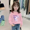 Camiseta de Algodão Puro para Meninas de Manga Longa, Estilo Infantil com Gola Redonda para Primavera, Outono e Inverno, Nova Camisa Base para Roupa Externa, Top Estilo Ins