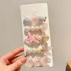 Presilhas de cabelo azuis de sereia, estrela-do-mar e concha para meninas, presilhas laterais para franja, acessórios de cabelo, grampos para cabelo solto