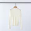 Otoño e Invierno Camiseta Base de Punto de Lana de Cuello Medio Alto Francés para Mujer Suéter Interior Elegante de Ajuste Ceñido de Alta Gama Top Suave y Ceroso