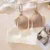 Conjunto de Sujetador de Encaje Sexy y Hermoso en la Espalda para Mujeres Sin Aros, Push-Up para Pechos Pequeños, Soporte Suave y Conjunto de Lencería que Recoge el Pecho