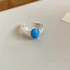 Anillo Redondo Abierto de Resina Electrochapado en Oro Real de 18 Quilates, Anillo para Dedo Índice de Estilo de Nicho de Gama Alta, Anillo de Personalidad Vintage y Elegante