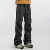 Pantalones Casuales Americanos de Moda con Múltiples Bolsillos para Hombres y Mujeres Marca de Tendencia High Street Pantalones de Pierna Recta Ancha Sueltos con Pliegues