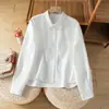 Nueva colección de otoño 2026: elegante camisa de patchwork de encaje, de manga larga, estilo coreano, corte holgado y muy elegante