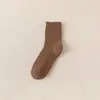 Meias de Terry Engrossadas para Mulheres, Meias de Cano Médio, Meias Esportivas de Cor Sólida para Verão com Base de Toalha, Absorventes de Suor e Amortecedoras, Meias Quentes para Homens