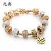 Pulsera de Cuentas con Colgante de Corazón Full Diamond que Conserva el Color, de Venta Caliente Transfronteriza, Pulsera de Oro 'Te Amo' para Pareja, Regalo para Mujeres