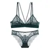 Sutiã Cruzado Ultrafino Sexy com Bojo Triângulo para Seios Pequenos com Alças Finas Sem Aro Conjunto de Sutiã Confortável para Seios Grandes