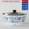 Palangana casera antigua palangana de azulejo de cerámica amasado de masa con tapa palangana de porcelana loza secado al sol amasado de salsa masa palangana de fermentación de cocina levado de masa