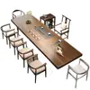 Mesa de centro y juego de sillas para sala de estar de panel grande de madera maciza, estética estilo canción, mesa de centro para recepción de oficina, sensación integrada de lujo ligero y alta gama