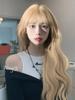 Peluca Transfronteriza para Mujer Cabello Largo Estilo Coreano Peinado Rubio Cabello Largo Rizado Lolita Ciber Celebridad Cobertura Completa de Cabeza Peluca Natural Esponjosa