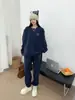 Conjunto de Moletom com Lã Espessa para Mulheres, Outono e Inverno, Casual Relaxado de Alta Qualidade, Calça Wide Leg Larga Conjunto de Duas Peças