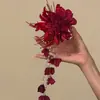 Nuevo Estilo Otoño e InviernoEn Elogio de la JuventudAtmósfera RetroHorquilla de Flor Roja, Impresionante y HermosaHorquilla Accesorio para el Cabello para Mujeres